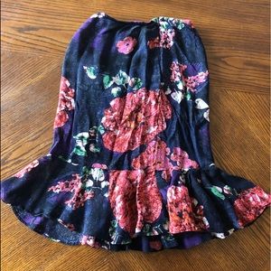 Chico’s Design Womens Blue Pink Floral Skirt Size 0